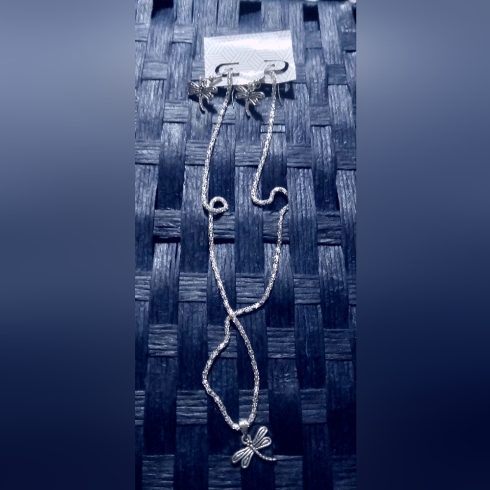 Elegant Silver Butterfly Necklace & Earrings Set Design By Me.